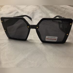 True Religion Black Geometric Sunglasses
